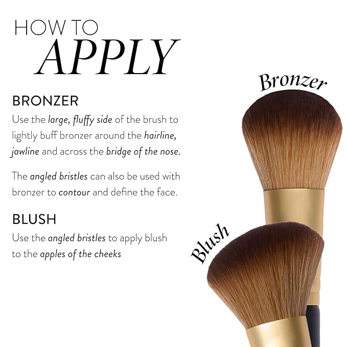 LAURA GELLER NEW YORK Dual-Ended Blush + Bronzer Brush - Blush Bronzer Contour Face Makeup Brush