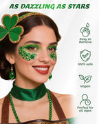 6PCS Green Face & Body Glitter Gel Kit - Holographic Chunky Sequins for Festival, Rave Accessories | Green Face Paint for Women, Kids Sparkling Makeup | Easy to Apply & Wash Off