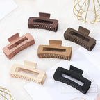 4 Inch Big Hair Claw Clips 6 Pcs Large Claw for Thick Hair Square Hair Clips for Women Rectangle Hair Clips Nonslip Acrylic Banana Jaw Clips Hair Accessories for Girls (Coffee)
