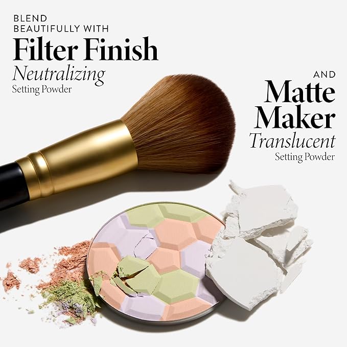 LAURA GELLER NEW YORK Setting Powder Brush - Makeup Brush for Setting - Set Face Makeup without Caking - Smooth Finish