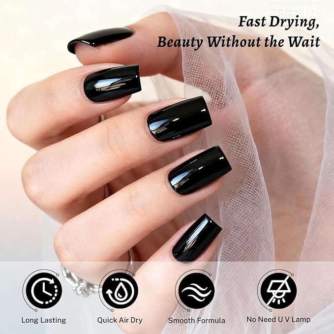 18ml Black Nail Polish Large Volume Quick Drying Nail Polish, Fast Drying and Long Lasting Color Nail Art DIY Home Manicure Gift for Women