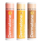 Dermatone Lip Balm Fruit Variety Pack | Moisturizing Lip Care Stocking Stuffer | Soothes & Heals Chapped Lips | SPF 30 | Aloe, Tea Tree Oil | 3-Pack (Coconut, Mango, Green Tea)