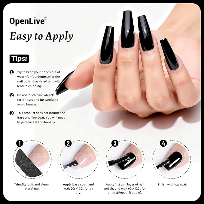 18ml Black Nail Polish Large Volume Quick Drying Nail Polish, Fast Drying and Long Lasting Color Nail Art DIY Home Manicure Gift for Women