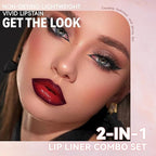 Lip Liner Gloss Lip Combo Set, 2 in 1 Lip Duo Dark Red Lip Liner Lipstick Glossy Nourishing Cherry Cola Gloss Lip Kit, Smooth Quick Fuller Plumping Juicy Lip Makeup for Women07#Burgundy