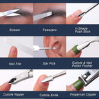 Manicure Kit, FAMILIFE Professional Manicure Set Nail Kit, 11 in 1 Stainless Steel Nail Clippers Set for Men Pedicure Tool, Men Grooming Tool with Portable Blue Leather Travel Case Luxury Gifts