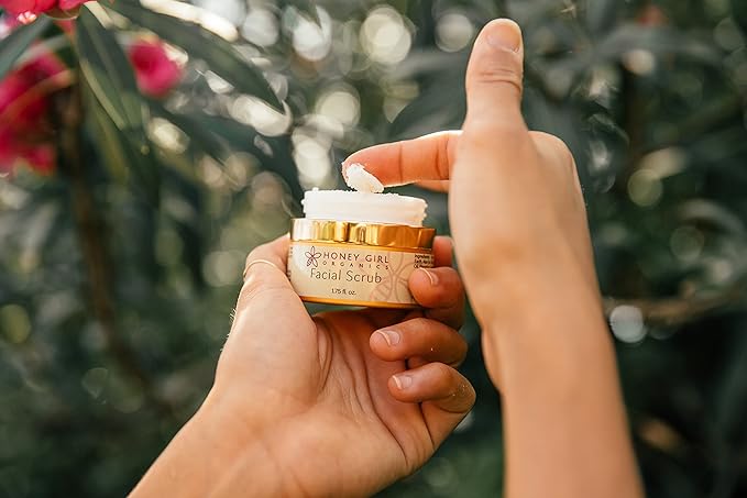 Honey Girl Organics Facial Scrub, Moisturizing & Exfoliating, Fights Acne, Fine Lines & Wrinkles, 100% Natural Honey & Sugar Face Scrub, Made in Hawaii (1.75oz)