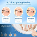 20x Lighted Magnifying Mirror with Suction Cups, Large 6'' Magnified Mirror with Light High Magnification Travel Makeup Mirror, Rechargeable Battery, 3 Colors Dimming Light, with Tweezers &Scissors