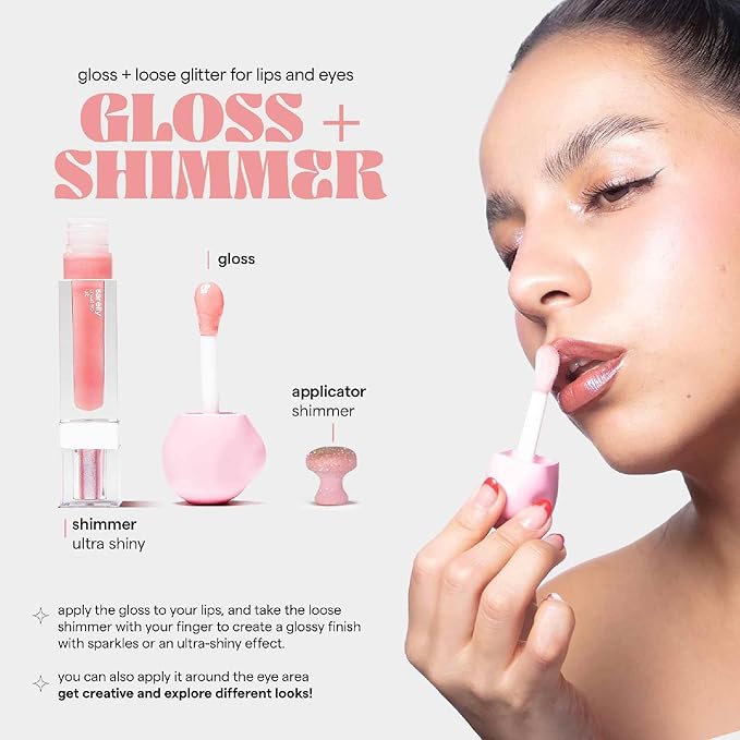 SARELLY, Lip Gloss + Shimmer, Lychee Mojito & Dazzling Flakes, Makeup, Vegan Lip Shine, Sarelly Creative Lab