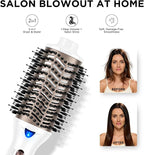 Aima Beauty Blow Dryer Brush - Ionic Ceramic Hot Air Brush for Frizz-Free Straightening & Voluminous Blowout, 2.3‘’/ 60mm Oval Barrel with Nylon Bristles, 360 Surrounded Vent, 3 Heat Settings, White