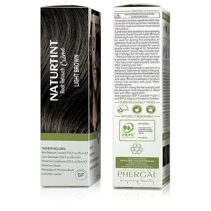 Naturtint Light Brown Root Retouch Crème Permanent Hair Color - Ammonia Free, Conceal Grays, No Artificial Scent, 1.52 Fl Oz