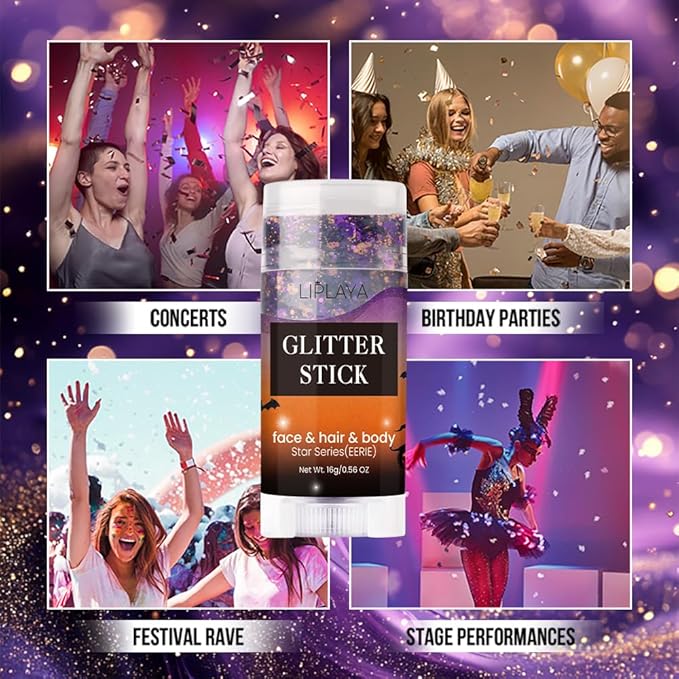 Blue Body Glitter Stick, Sparkling Neon Outfit Singer Concert Music Rave Festival Party Accessories Face & Body Glitter Gel Makeup.