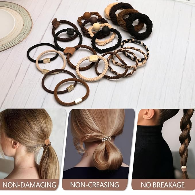 Womens hair ties,Boho Hair Ties 20pcs,anti breakage hair bands,ponytail holders,no damage for thick and thin hair,elastics hairtyes hair tie bracelets for Mother's Day,Valentine's Day,Christmas gifts