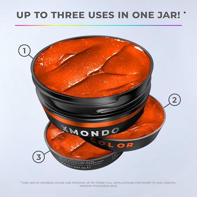 XMONDO Color Super Orange Depositing Mask & Semi-Permanent Orange Dye | Infused with Bond Booster Technology & Hyaluronic Acid for Nourishment, Revitalization & Repair, Vegan Formula, 8 Fl Oz 1-Pack