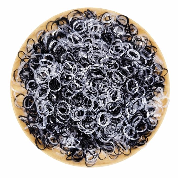 3200 Pcs Elastic Rubber Bands Small Hair Ties Hair Rubber Mini Hair Bands Hair Elastics Tiny Soft Holder Ponytails for Girls (Clear and Black)