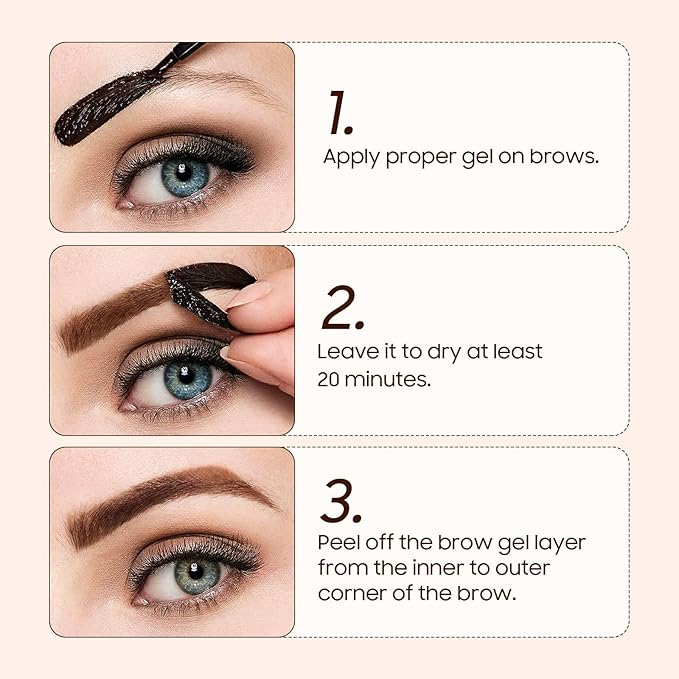 Brow Tattoo Peel Off Tint - Eyebrow Gel Tint with Eyebrow Stencils Christmas Makeup Gift for Women, Brow Gel Eyebrow Tattoos Waterproof Long-Lasting, Eye Brow Pencils Lush & Full Brows (Dark Brown)
