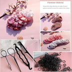 YANRONG Hair Accessories Set: 755PCS Seamless Ponytail Holders, Scrunchies, Hair Bands, and Hair Ties for Thick and Curly Hair (Gradient Powder)