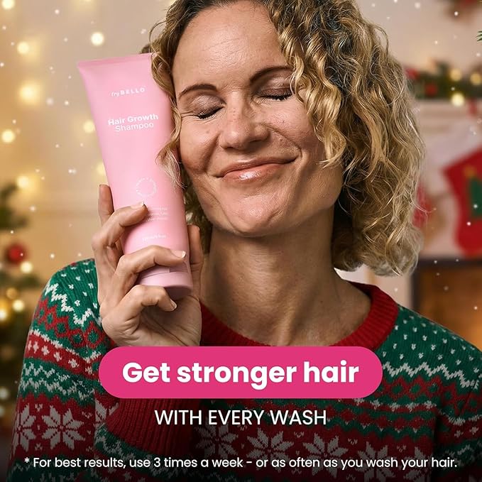 Trybello Hair Growth Shampoo | Natural Hair Thickening & Scalp Detox | Aloe Vera, Turmeric, and Urucum Extract | Sulfate-Free, Vegan, Anti-Hair Fall Formula | For Any Hair Type | 4 Pack Combo