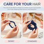 Blissy Silk Scrunchies (3 Pack) - 100% Pure Mulberry Silk - 22 Momme 6A High-Grade Fibers Scrunchie for Straight & Curly Hair - Preventing Breakage, Tangling, & Creasing (Blue Regular)
