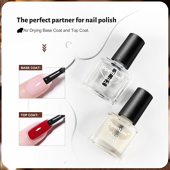 12 PCS Nail Polish Set 10 Color With 2PCS Base and Top Coat Quick Drying Fall Nude Brown White Red Color Holiday Gift for Her