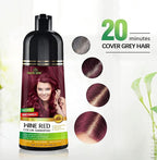 Herbishh Hair Color Shampoo - Magic Dye for Gray Hair, Long Lasting Color in Minutes, 3-In-1, Ammonia-Free, 500 Ml (Wine Red)