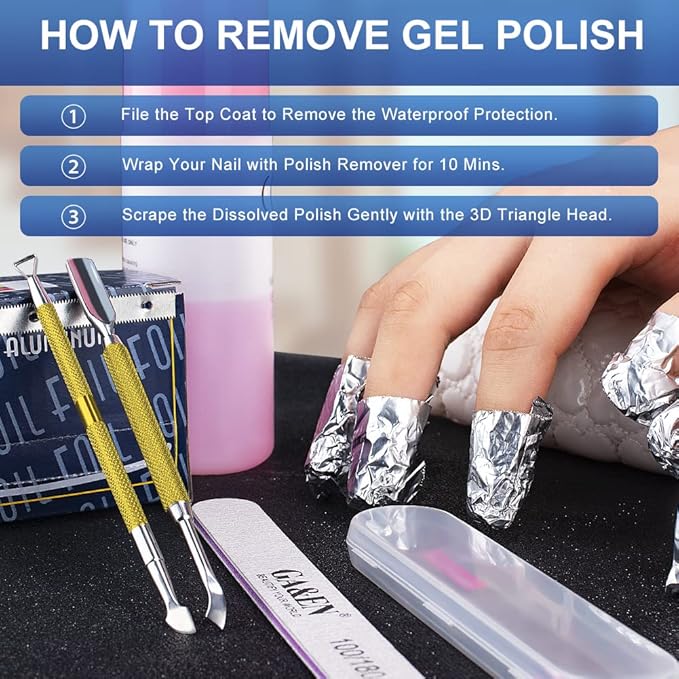 2PCS Metal Mineral Gold Cuticle Pusher and Cutter Remover Salon Quality Stainless Steel Gel Nail Polish Peeler Scraper Durable Manicure and Pedicure Cleaner Tool For Fingernail and Toenail