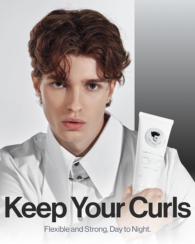 Avenue Man Curl Defining Cream - Improved Formula - Natural & Flexible Hold with Herbal Extracts for All Hair Types - Paraben Free & Sulfate Free