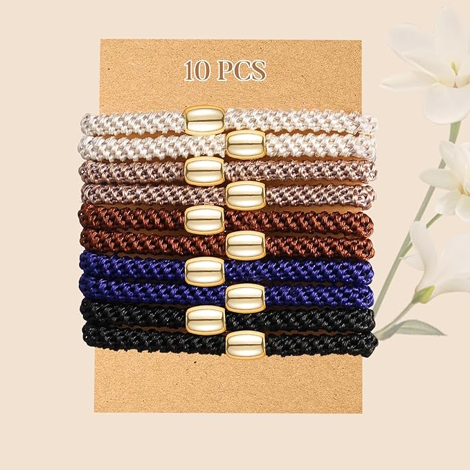 Hair Ties No Damage - 10PCS Ponytail Holders - Elastic Hair Ties for Thick Hair - Braided Hair Bands for Women Girls's Hair - Classic Dinner