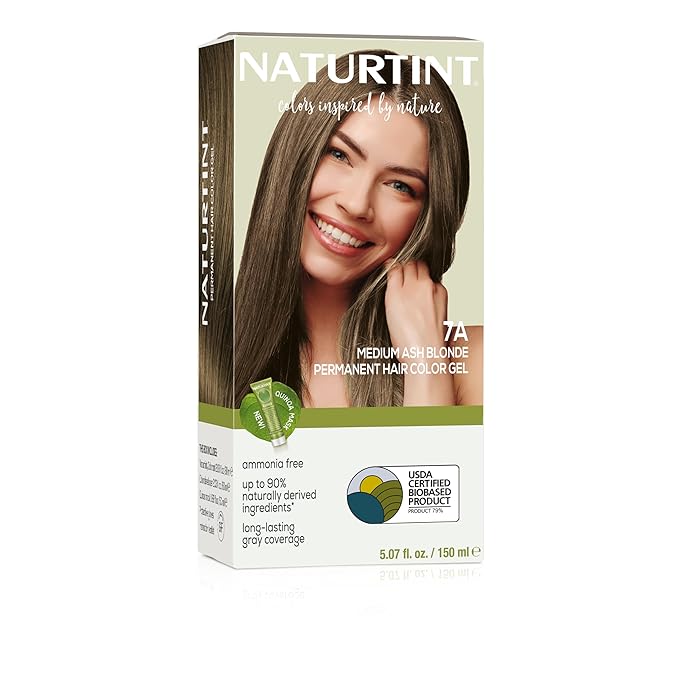 Naturtint 7A Medium Ash Blonde Permanent Hair Color (Pack of 1), Ammonia Free, Vegan, Cruelty Free, up to 100% Gray Coverage, Long Lasting Results (Packaging may vary)