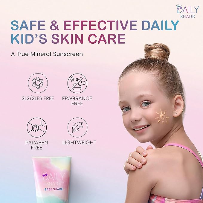 Kid's Sunscreen Starter Kit – Tinted Mineral Sunscreen for Face & Body with SPF 30, Shade Brush, Travel Bag & UV Card – Non-Nano Zinc, Reef Safe, Water Resistant & Hypoallergenic Skin Care