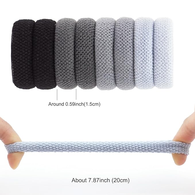 VI-FA Soft Pony Holders, Elastics Hair Bands for Thick or Curly Hair, Big Rubber Hair Bands for Women and Girls, Fancy Hair Ties,Hair Scrunchies 8pcs (Gray)