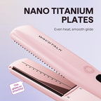 Wavytalk Steam Hair Straightener, Steam Sesh, Steam Reduces Damage, Nourishes Hair & Expedites Straightening, 1.38'' Nano Titanium Flat Iron with Detachable Comb for Silk Press Smoothing, Sakura Pink