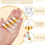 20 Pcs Mini Glass Oil Dropper Bottle Bulk, Clear Essential Small Empty Bottles Sample Containers Perfume Liquid Vials with Cap for Traveling (1ml,2ml,3ml,5ml,Gold)