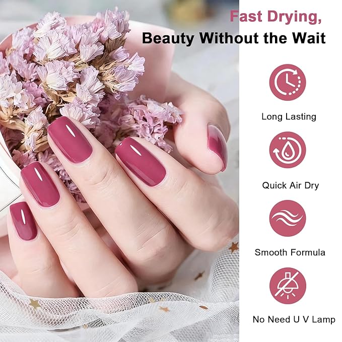 16.5ml Dark Pink Nail Polish Large Volume Quick Drying Nail Polish, Fast Drying and Long Lasting Color Nail Art DIY Home Manicure Gift for Women
