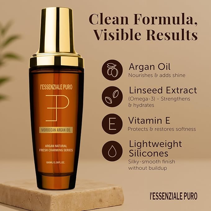 Dubai Premium Elixir - Moroccan Argan Oil for Hair & Skin - Lightweight Hair Oil for Dry Hair - Hydrating Body Serum - Boosts Shine, Smooths Frizz, Moisturizes Skin - 100 mL (3.38 Fl Oz)