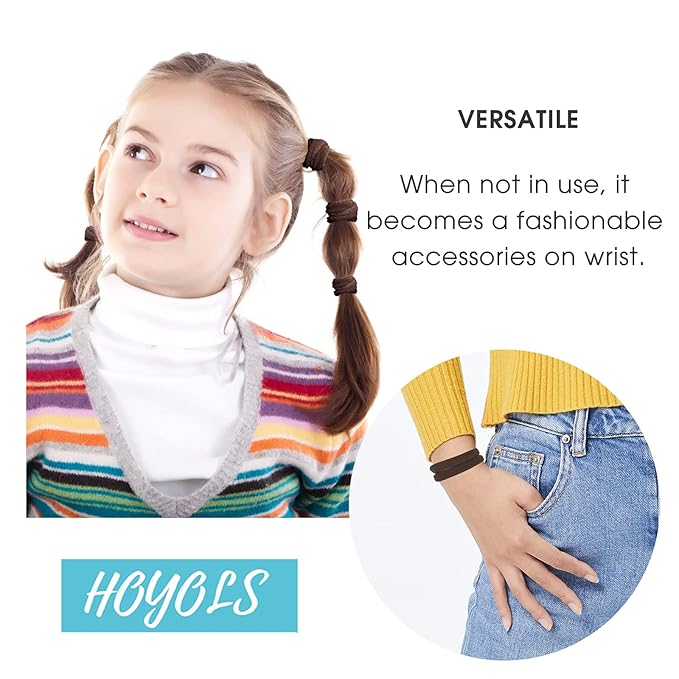 HOYOLS Soft Seamless Hair Ties, Dark Brown Stretch Elastic Ponytail Holders Bands for Women Thick Hair No Slip and Pull No Damage Scrunchies Headbands 100 Pcs (Espresso)