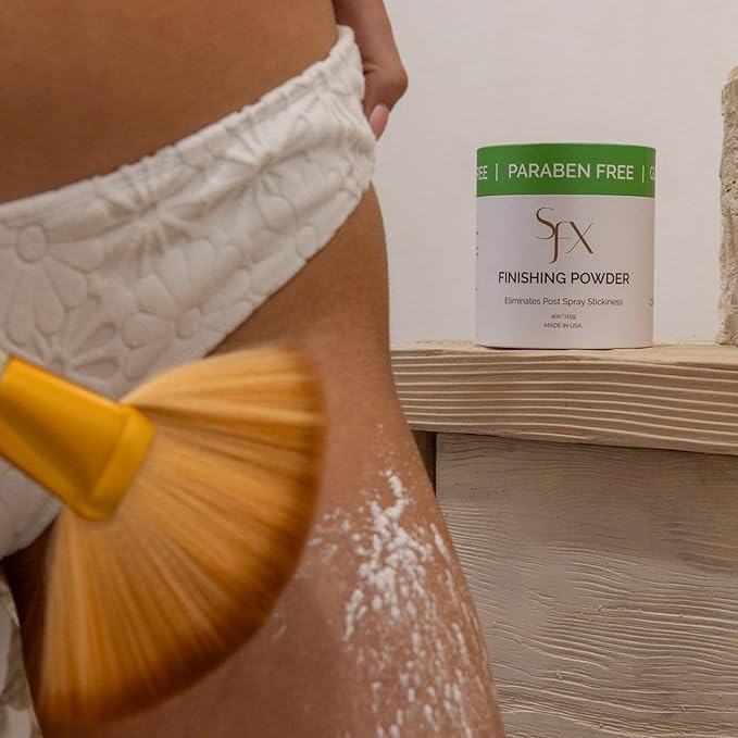 SunFX Post Spray Tan Translucent Finishing Powder | Talc Free | Sunless Tanning Setting Powder | Shimmer | Crisp & Fresh, 4.00 Ounce (Pack of 1)