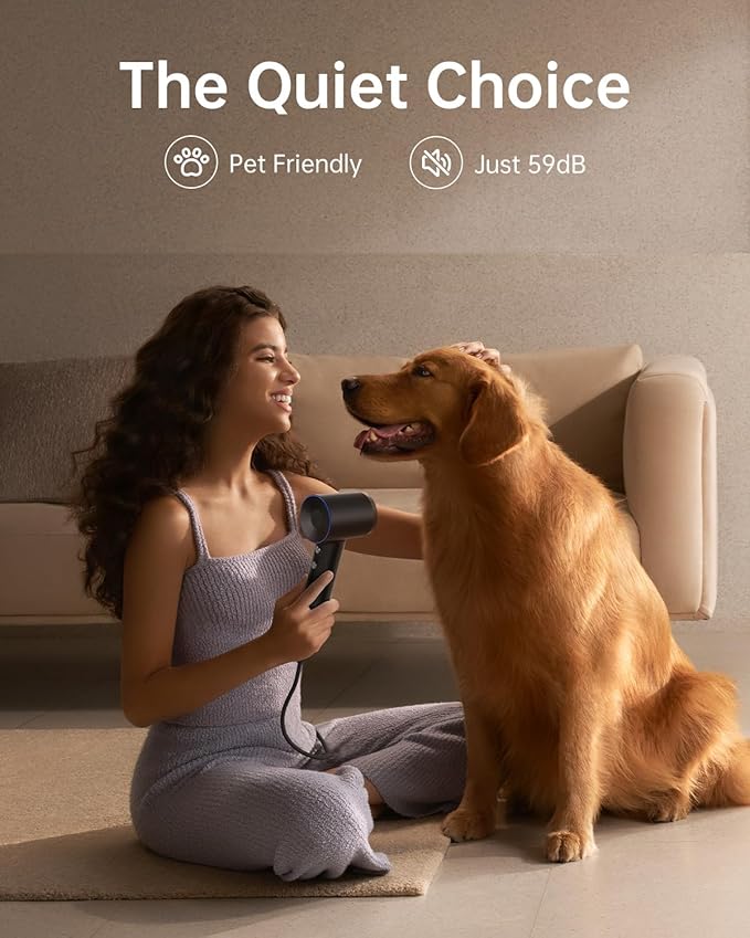 Laifen Swift Hair Dryer, High Speed 200M Ionic Blow Dryer with 110, 000 RPM Brushless Motor for Fast Drying, Low Noise, Hairdryer with Magnetic Nozzle