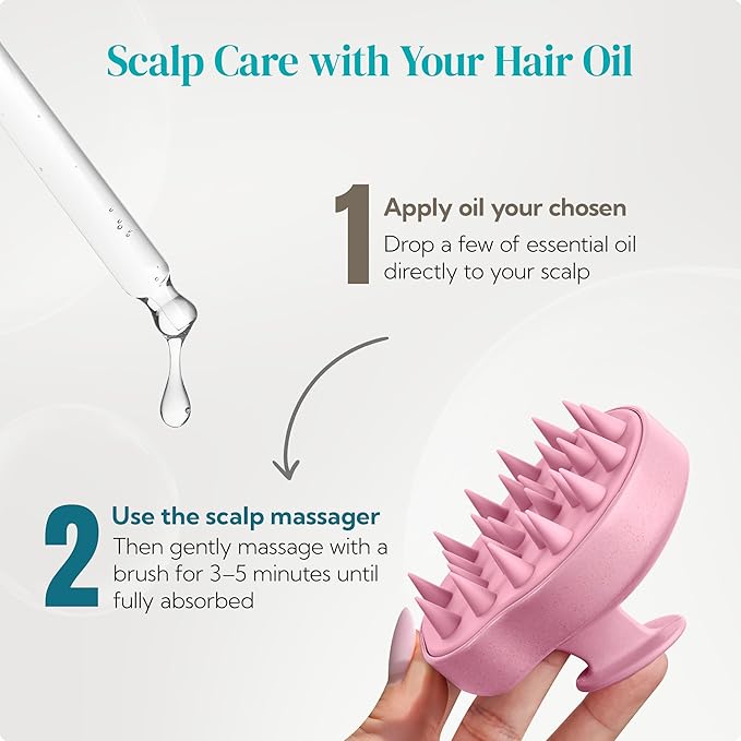 HEETA Scalp Massager 2 Pack for Hair Growth, Soft Silicone Bristles to Remove Dandruff and Relieve Itching, Scalp Scrubber for Hair Care, Shampoo Brush for Wet Dry, Pink & Green