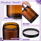 24 Pcs 8 oz Glass Jars with Lids, Clear Candle Jars with Black Lids Round Empty Candles Container Tins for Candle Making Storing Lotions Spice Powder Liquid Sample Makeup (Amber)