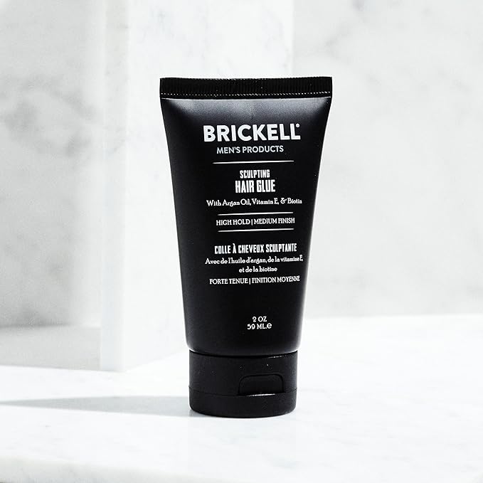 Brickell Men's Hair Styling Sculpting Hair Glue For Men, All Day Lasting Hold for Sculpting and Shaping Hair, 2 Ounce, Scented (2 oz)