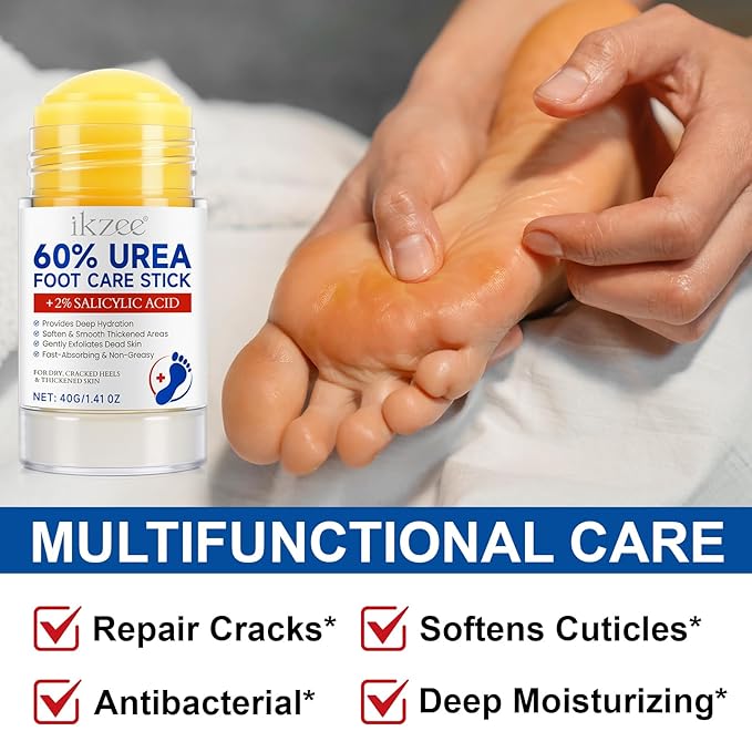 2PCS Urea Cream Stick 60% plus 2% Salicylic Acid, Urea Foot Cream for Dry Cracked Heels, Foot Lotion Stick for Rough Thick Dry & Cracked Skin, Maximum Strength Moisturizer,Foot Moisturiser