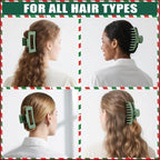 TOCESS Hair Claw Clips for Women - Large 8PK Neutral Matte Jumbo Square Hair Clips for Thick, Thin, Long, Short, Curly Hair Girls, Big Jaw Clip Set for Daily Use (Forest Green)