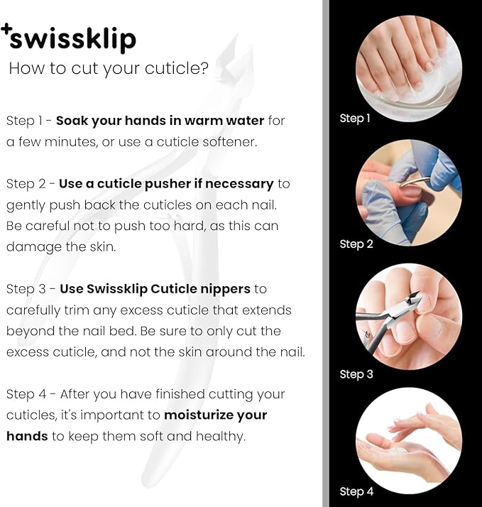Swissker by Swissklip Cuticle Trimmer, Cuticle Remover, White Elephant gifts, Cuticle Nippers, Cutter, Nail Nipper used along with Cuticle Pusher Tool, Nail Cuticle Trimmer