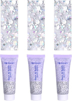 Face Body Glitter, Hair Glitter Sparkles Chunky Face Glitter Gel for Girls Makeup Singer Concerts Mermaid Festival Sequins Face Paint (3pc Silver)