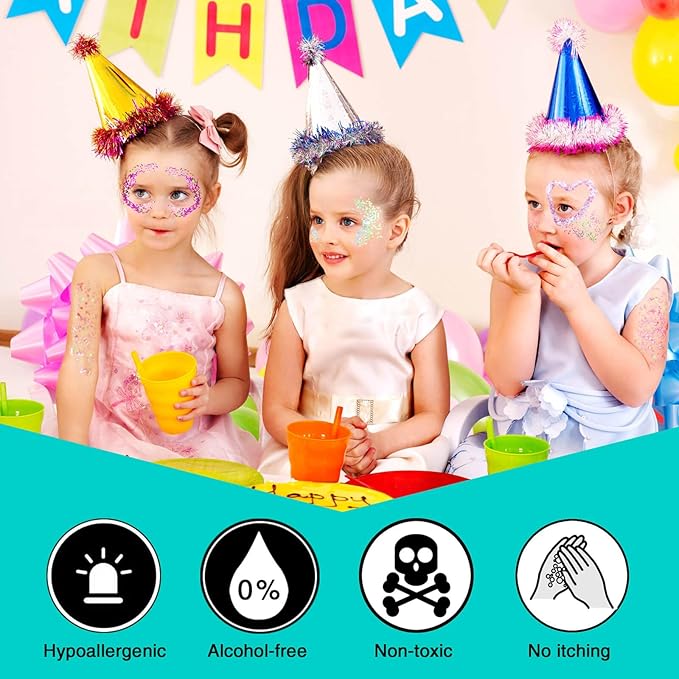 MEICOLY Teal Body Glitter,Mermaid Face Glitter Gel for Halloween Face Paint,Dazzle Green Chunky Glitter for Face Body Eye Lip Hair,Sparkling Holographic Gel Glitter Makeup for Women and Kids