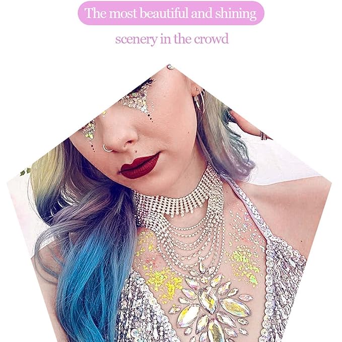 DAGEDA Body Glitter Gel, Face Glitters Body Gel Sequins Shimmer Liquid Eyeshadow, Chunky Glitter for Face Hair Nails, Holographic Cosmetic Laser Powder Festival Glitter Makeup 50ml(Fuchsia)