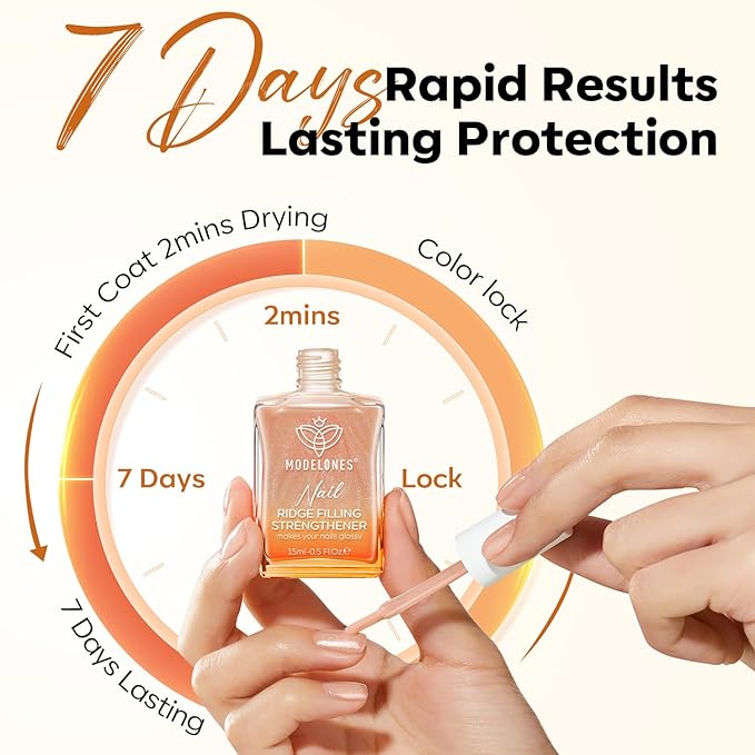 modelones Nail Strengthener and Growth Glitter Dark Brown Nail Polish Nail Repair for Damaged Nails Hardener Extra Strong and Growth Nail Care Gifts for Women Nail Ridge Filler 15ml