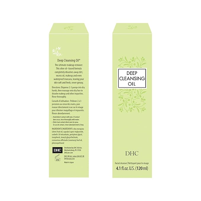 DHC Deep Cleansing Oil Medium, Facial Cleansing Oil, Makeup Remover, Cleanses without Clogging Pores, Residue-Free, Fragrance and Colorant Free, All Skin Types, 4.1 fl. oz.