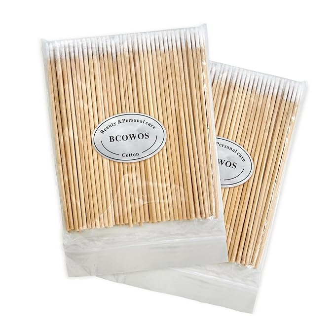 200PCS Pointed Cotton Swabs - 4 inch Microblading Precision Tip Cotton Swabs with Wooden Sticks - for Makeup, Tattoo Permanent Supplies