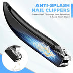 DRMODE Nail Clippers for Men with Catcher, Anti Splash Self-Collecting Finger Nail Clippers Adult with Ergonomics Long Handle, Heavy Duty Mess Free Toenail Clippers Nail Cutter Unique Gifts for Women